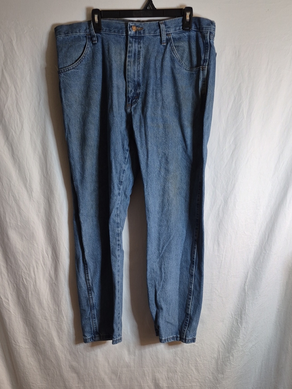 Rustler Men's Slim Straight Jeans in Faded Blue Denim